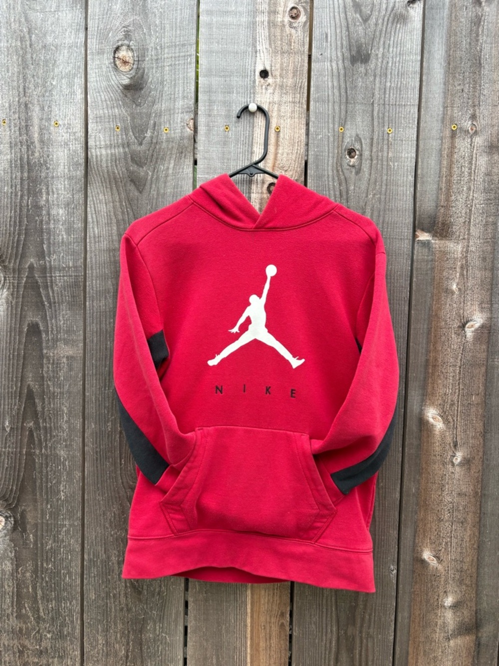Nike Red Hoodie with White Jumpman and Black Sleeve Accents